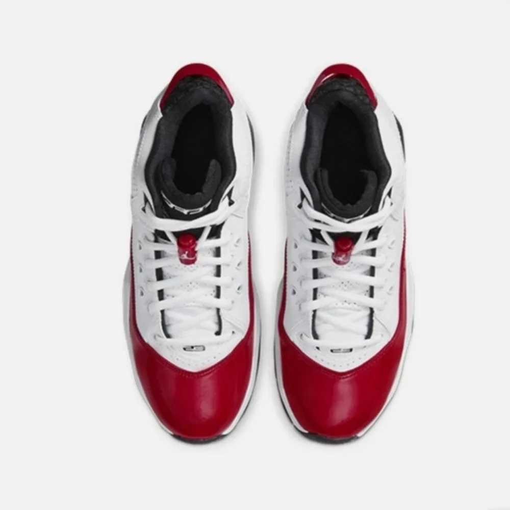 Jordan Red and White High-Top Sneakers